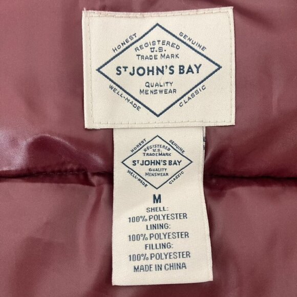 St. John’s Bay Burgundy Puffer Vest Full Zip Pockets NWT Size Medium - Picture 5 of 8